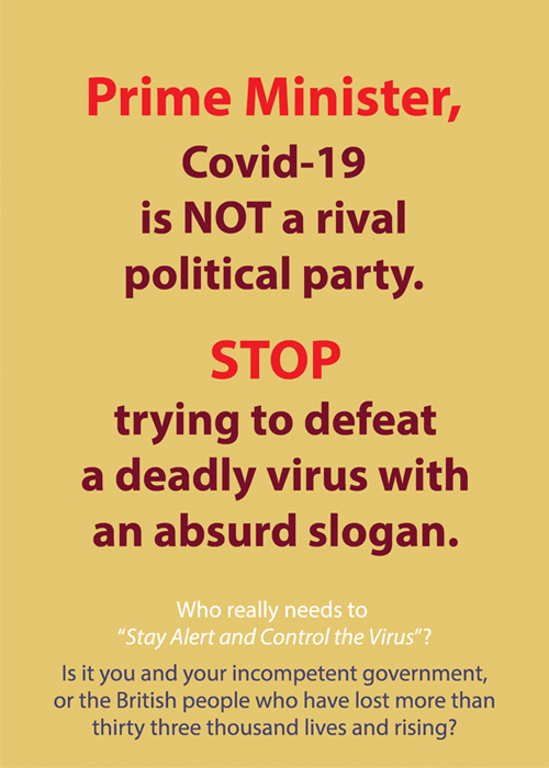 Prime Minister, Covid-19 is NOT a rival political party. STOP trying to defeat a deadly virus with an absurd slogan.