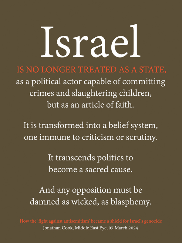 Israel is no longer treated as a state…